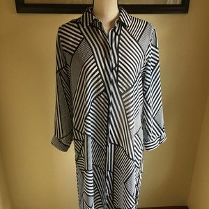 Chico Black and White Semi-Sheer Tunic Top